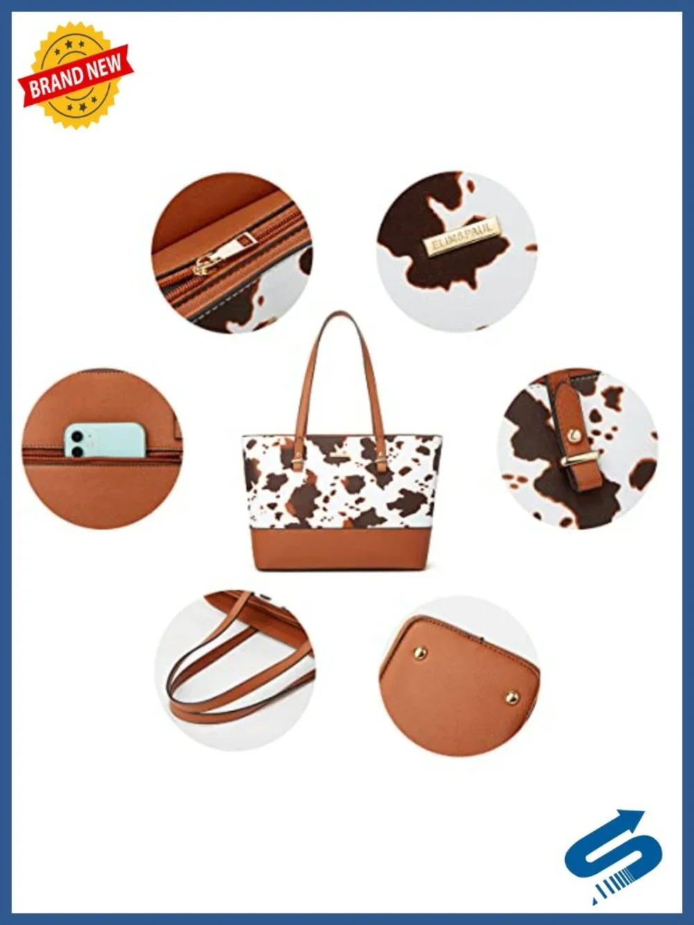 4-Piece Synthetic Leather Tote Satchel Set with Wallet & Card Holder
